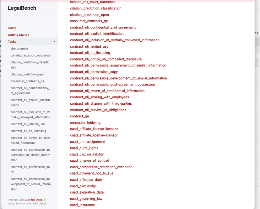 LegalBench benchmark tasks